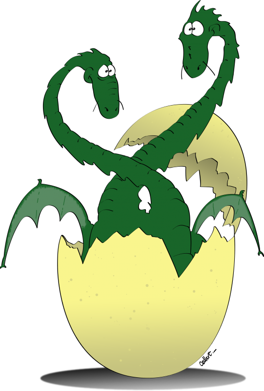 Dragons Jumeaux Vert - Green Clipart (541x800), Png Download