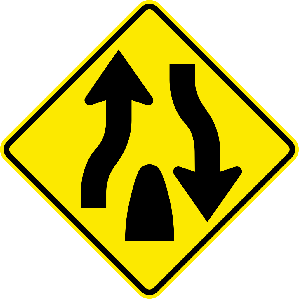 Jamaica Road Sign W30-2 - Divided Highway Sign Png Clipart (1024x1024), Png Download