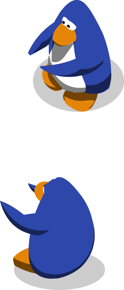 Old Blue Clapping Penguins - Club Penguin Transparent Gif Clipart (420x976), Png Download