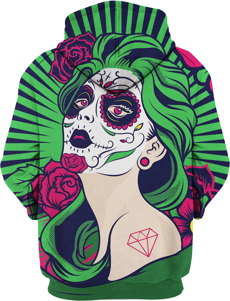 Sugar Skull Girl 3d Hoodie - Calavera Clipart (1045x1044), Png Download