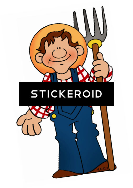 Farmer - 12 X Cartoon Tractor Farmer Barn Mix Edible Wafer Card Clipart (506x713), Png Download