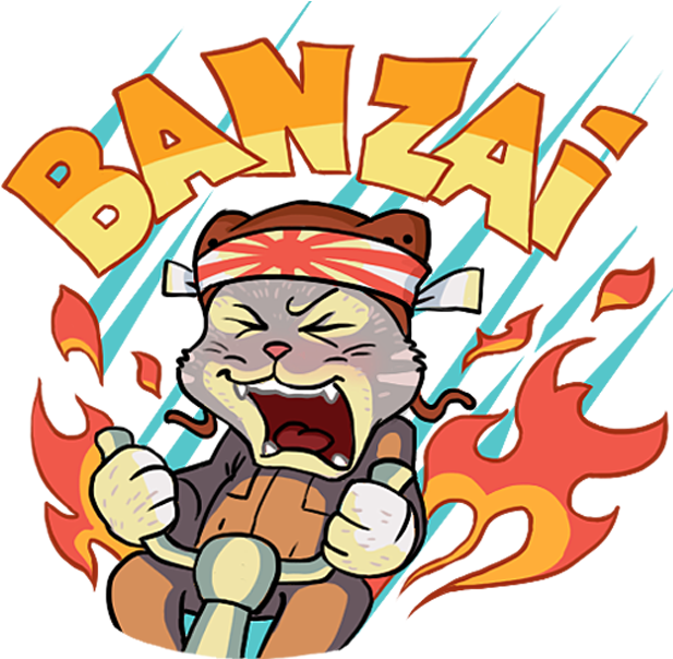 Kamikaze Cat Messages Sticker-9 - Cat Clipart (618x618), Png Download