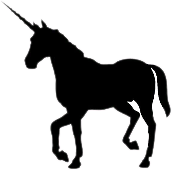 Unicorn Unicorns Blackunicorn Black Interesting Art - Black Unicorn Silhouette Clipart (572x566), Png Download