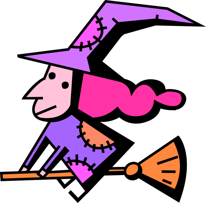 Halloween Witch Rides Image Illustration Of Sorceress Clipart (710x700), Png Download