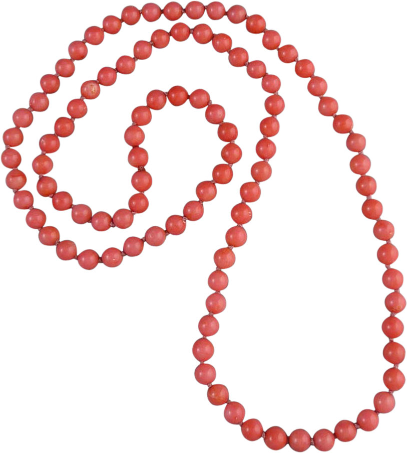 Long Pink Coral Bead Necklace 33" - Sterling Silver 8mm Black Onyx Bead Necklace, 36" Clipart (902x902), Png Download