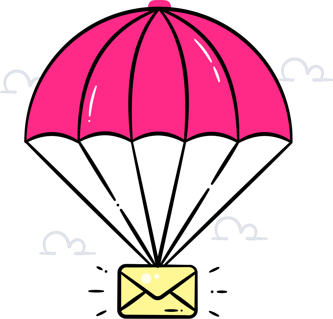 Parachute - Email Clipart (1155x1105), Png Download