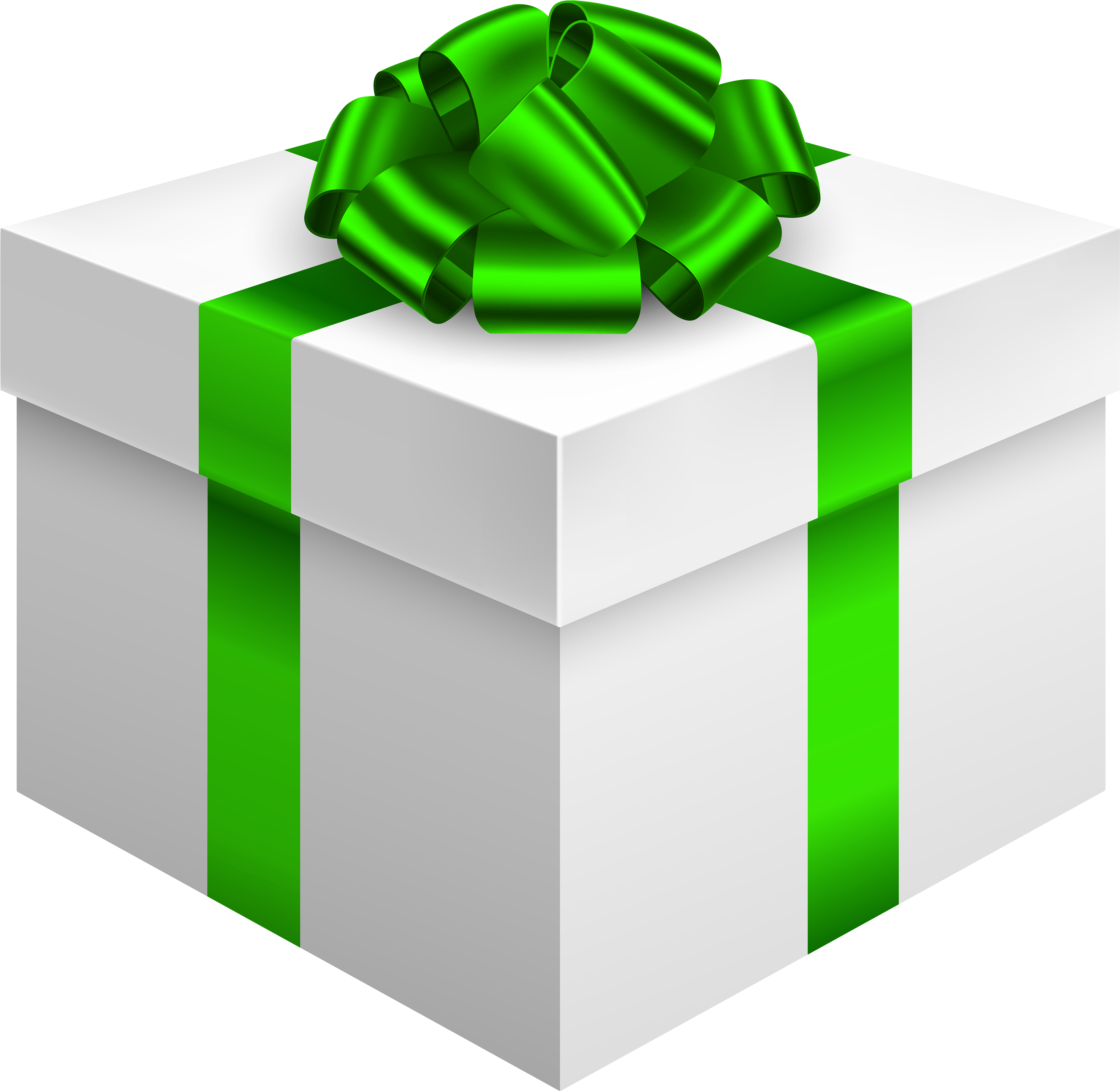 Download White Gift Box With Green Bow Png Clipart Gift Box Green Png