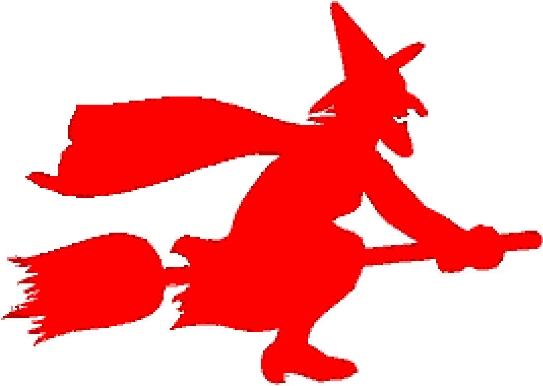 Witch Riding A Broom Silhouette Clipart (1069x767), Png Download