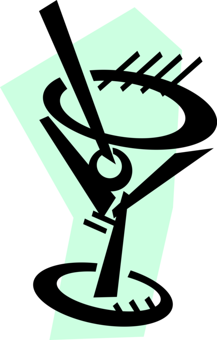 Vector Illustration Of Martini Cocktail Mixed Drink Clipart (447x700), Png Download