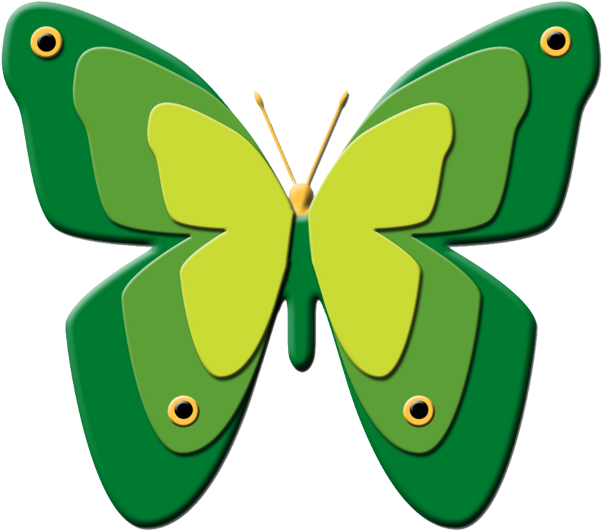 Green Butterflies Clipart Green Cartoon Butterfly - Cartoon - Png Download (866x764), Png Download