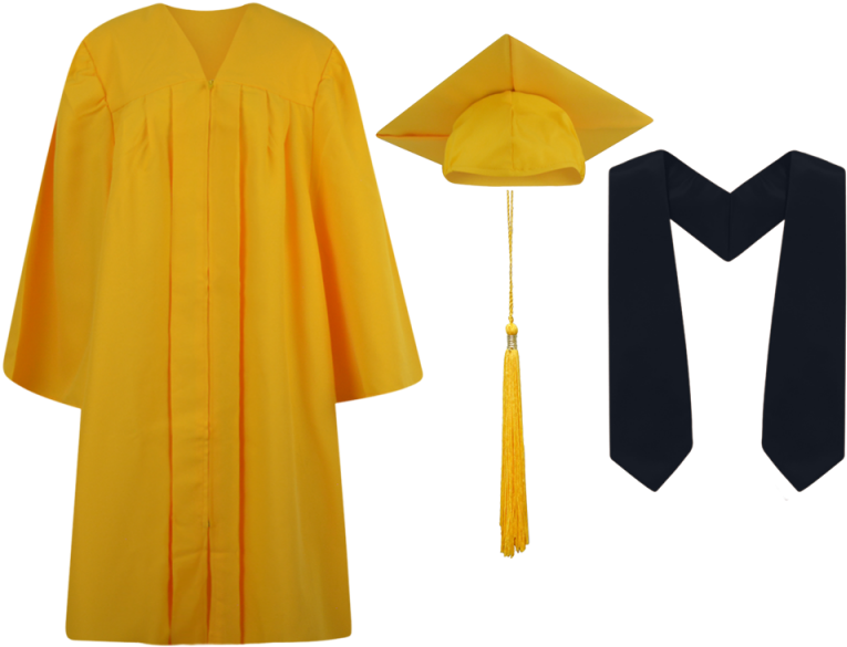 Graduation Gown Png - Yellow Graduation Cap And Gown Clipart (800x800), Png Download