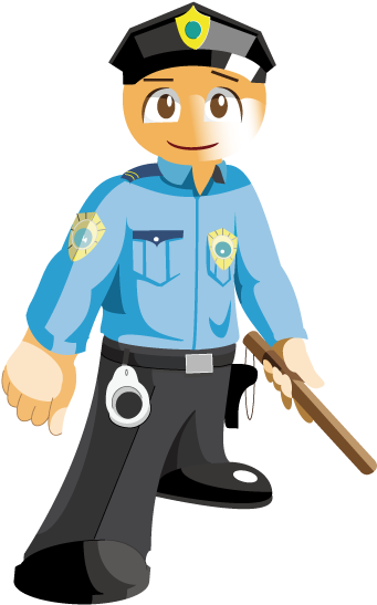 Police Cartoon Security Guard Career With Batons Clipart (600x600), Png Download