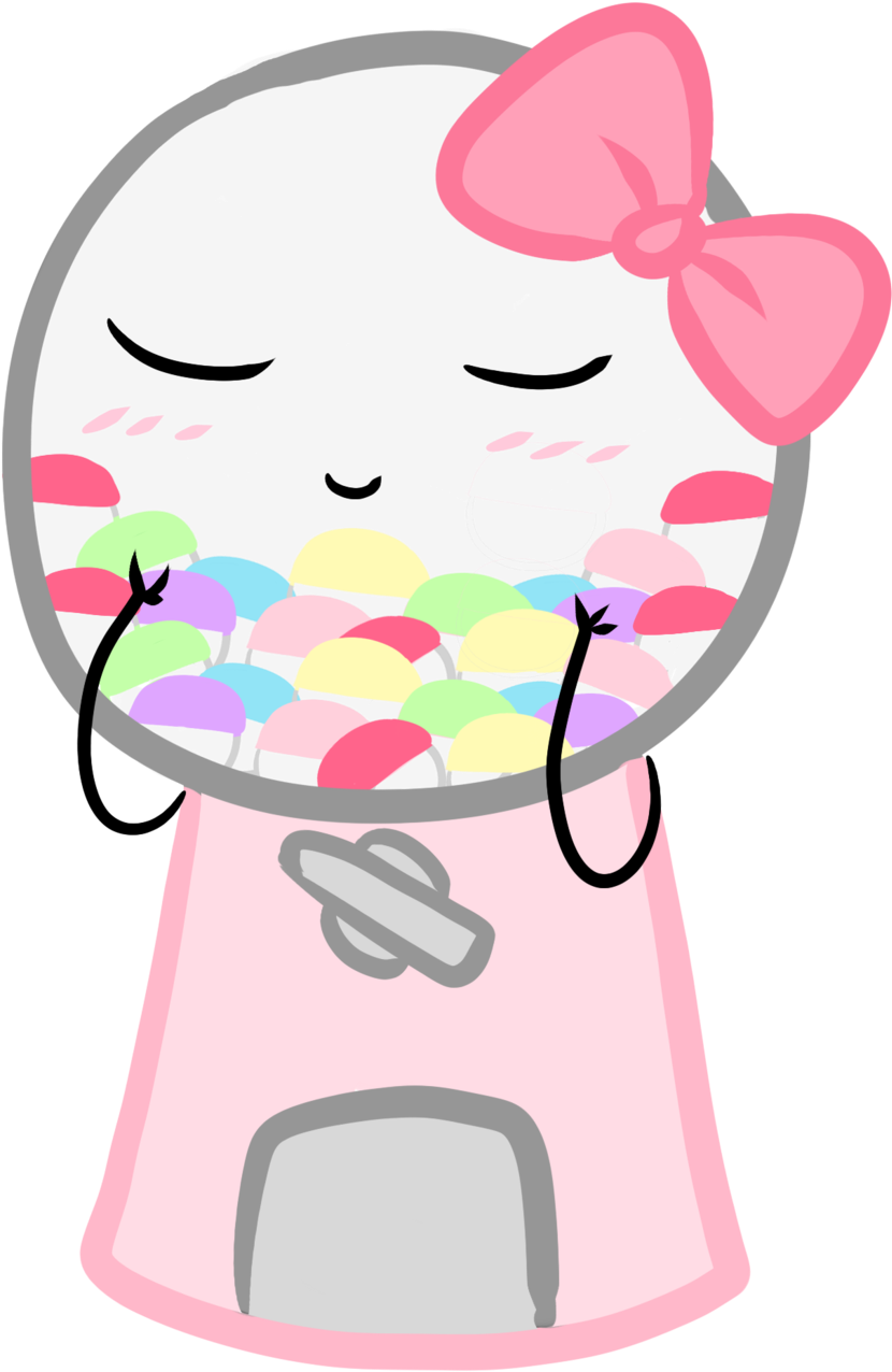 Cutie Gumball Machine Pastel Candy, Pink Candy, Green - Kawaii Machine Clipart (1024x1373), Png Download