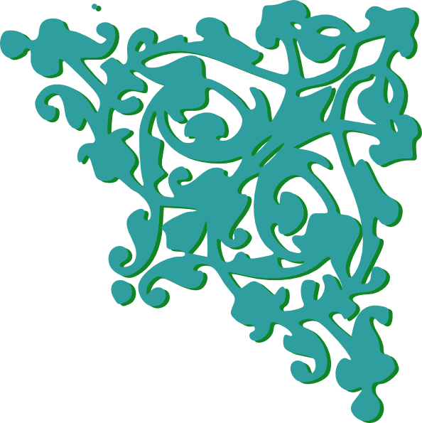 Turquoise Green Corner Clip Art At Clker - Turquoise Flower Border Png Transparent Png (594x595), Png Download