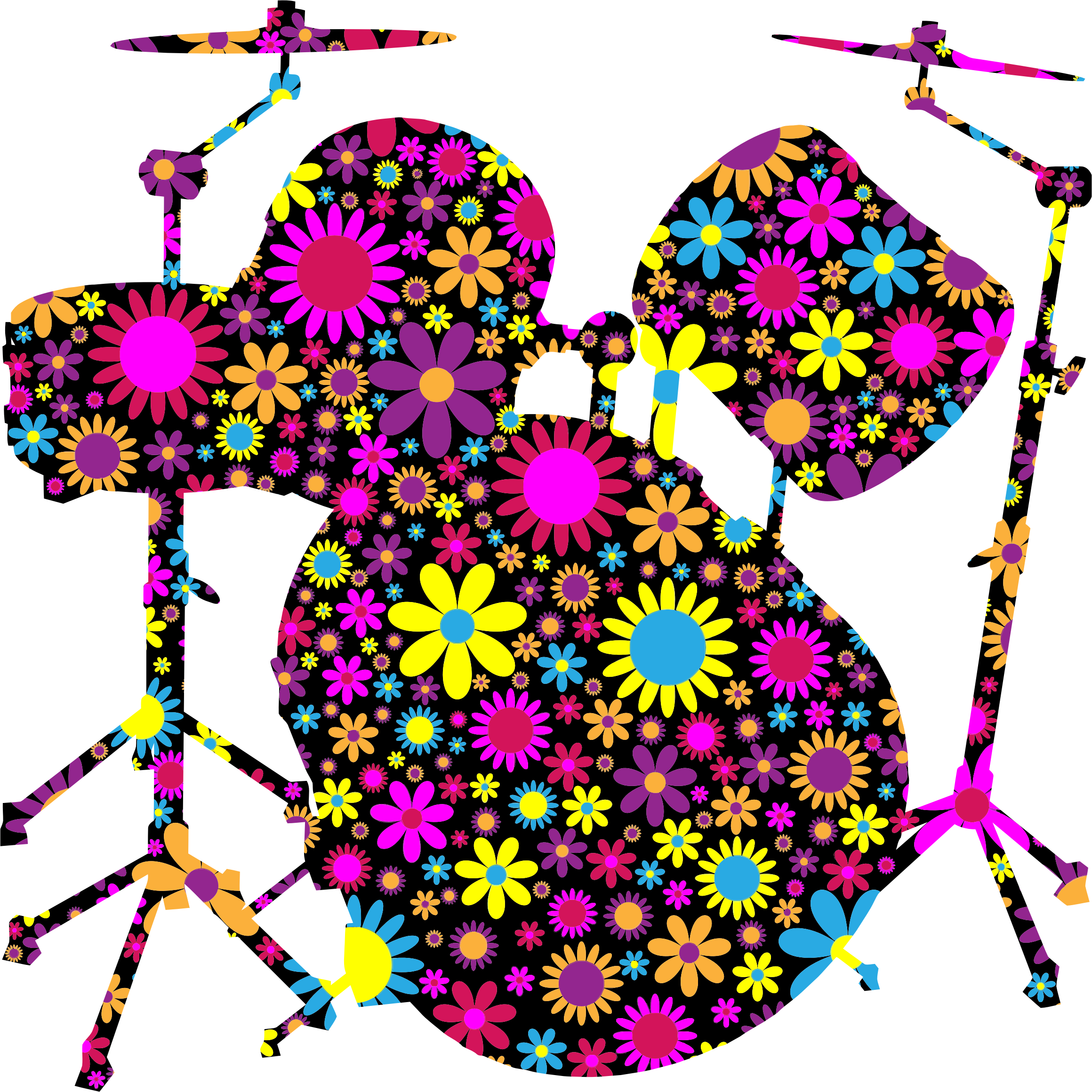 Floral Big Image Png - Drum Silhouette Transparent Png Clipart (2320x2320), Png Download