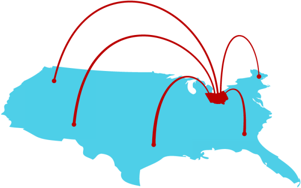 Blue Map Of The United States With Red Ohio Sending - Election Clipart (600x600), Png Download