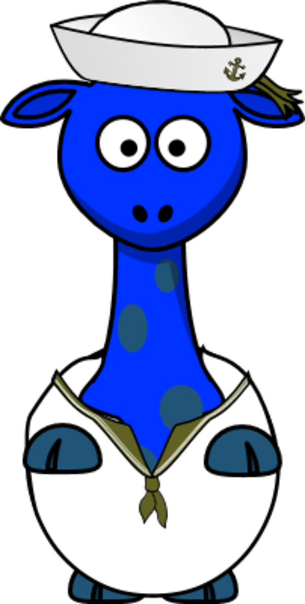 Navy Sailor Clip Art N7 - Sailor Giraffe Cartoon Shower Curtain - Png Download (600x1188), Png Download