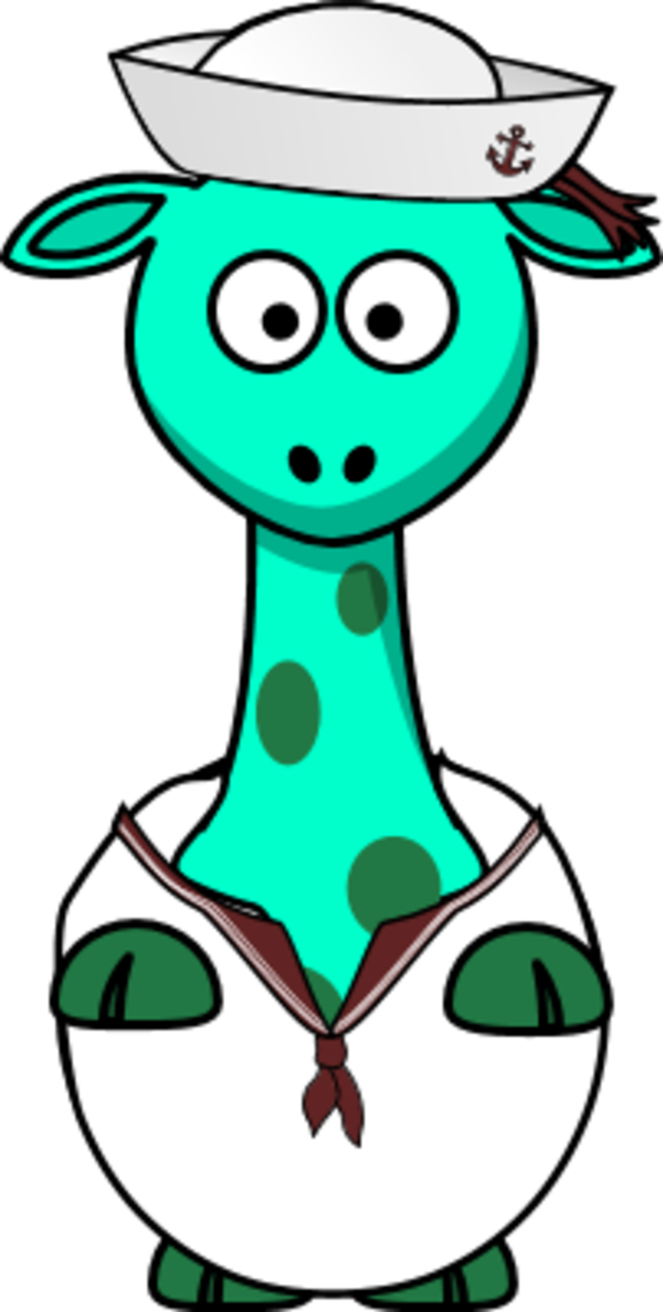 Navy Sailor Giraffe - Cartoon Giraffe Clipart (600x1188), Png Download