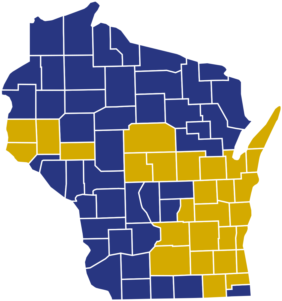 Wisconsin 2016 Election Results By County Clipart (1200x1283), Png Download