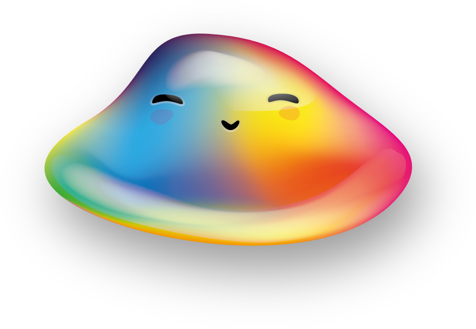 A Rainbow-colored Blob With A Cute Face, Eyes Closed Clipart (1046x731), Png Download