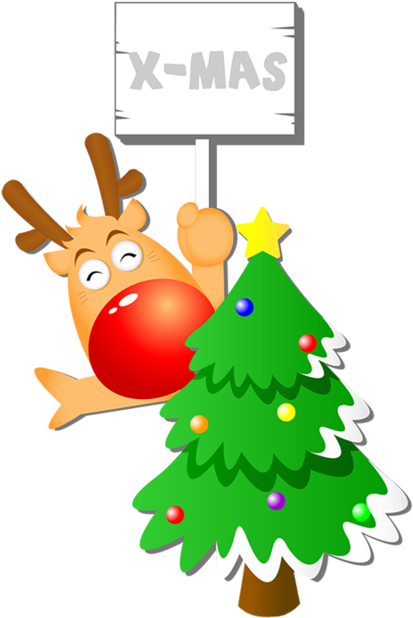 Santa And Reindeer, Tube, Xmas, Rennes - Santa Claus Con Reno Animado Clipart (500x701), Png Download