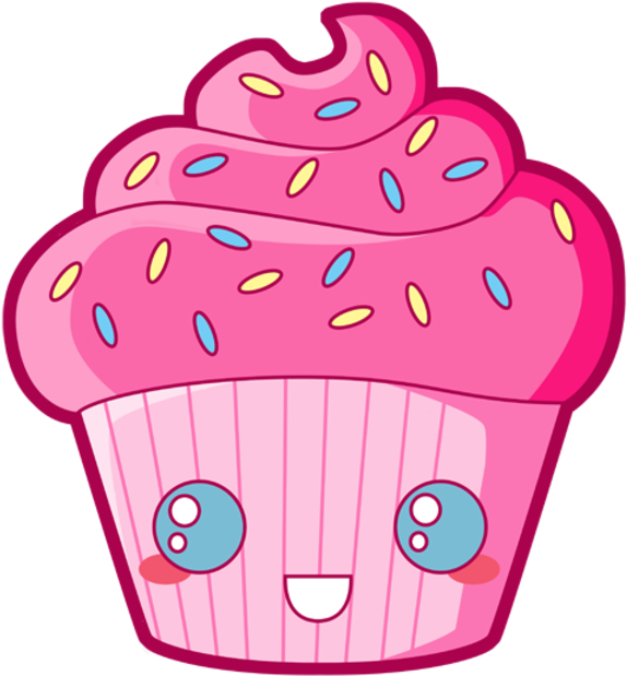 Candy Clipart Kawaii - Cupcake Dessin Avec Des Yeux - Png Download (574x619), Png Download