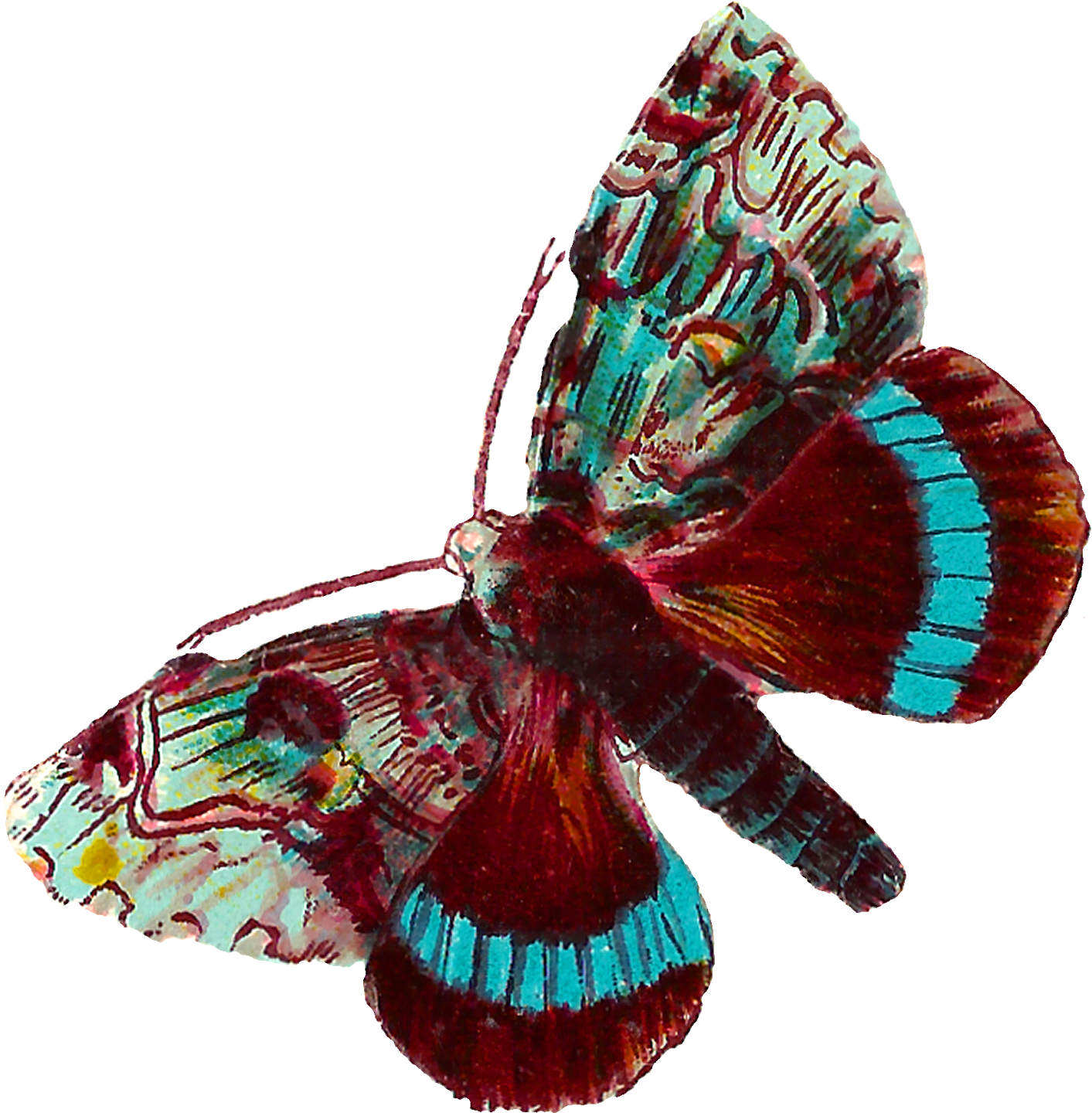 Vintage Butterfly Clip Art Download - Clip Art - Png Download (1517x1600), Png Download