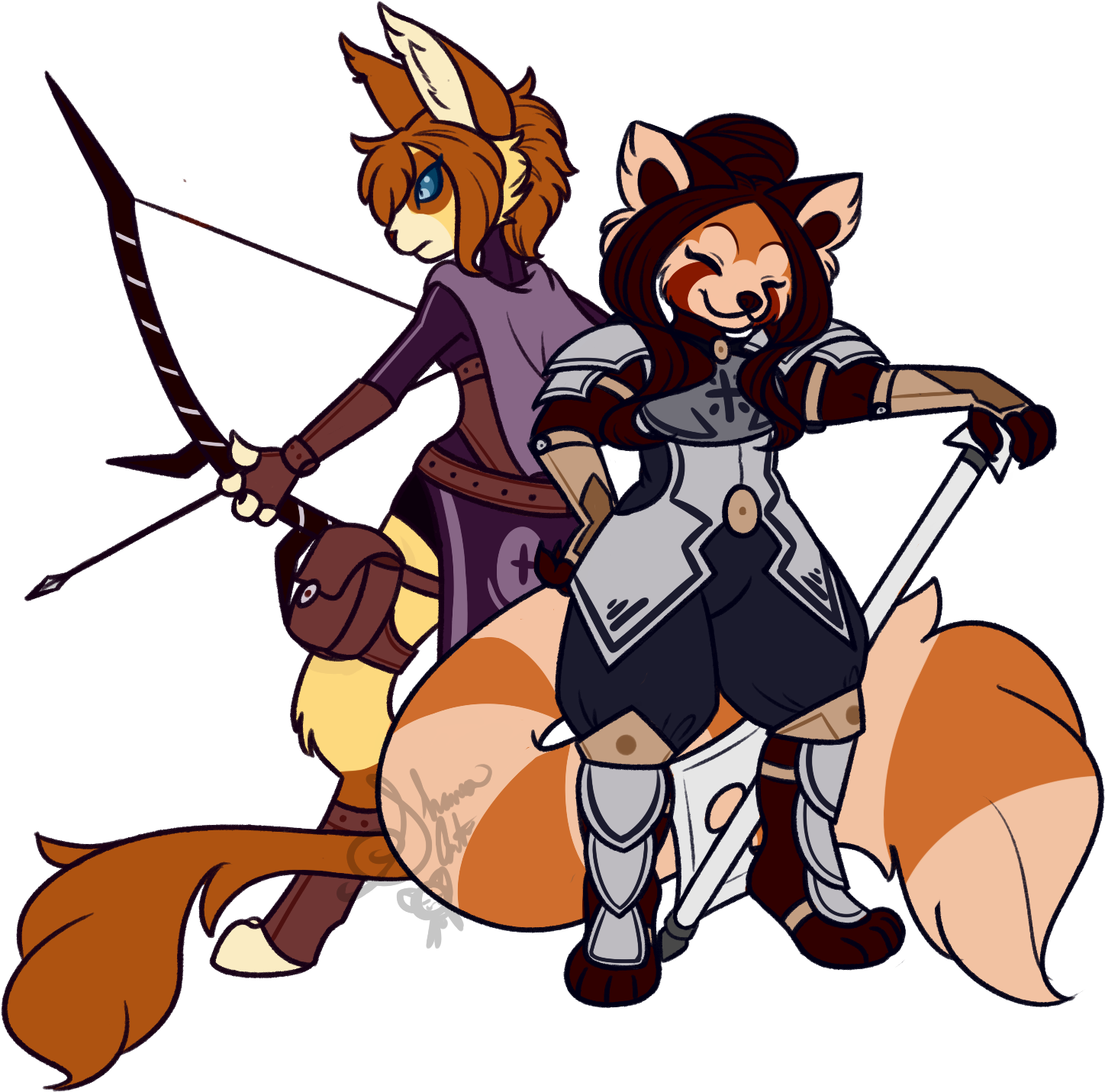 Archer And Cleric Clipart (1600x1504), Png Download