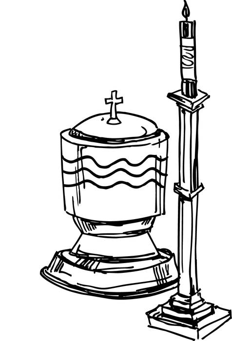Baptismal Font - Baptism Candle Clipart - Png Download (476x700), Png Download