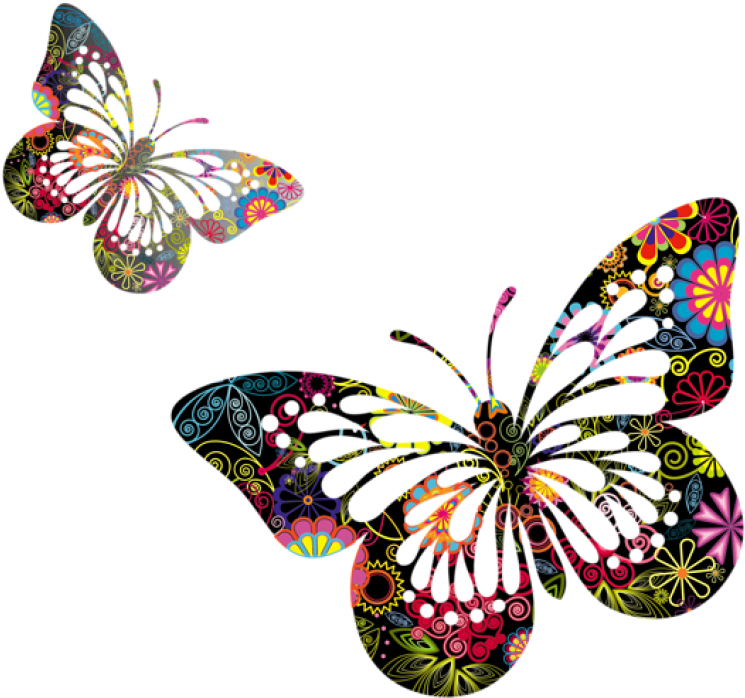 Butterflies Vector Png - Butterfly And Flower Vector Png Clipart (850x757), Png Download