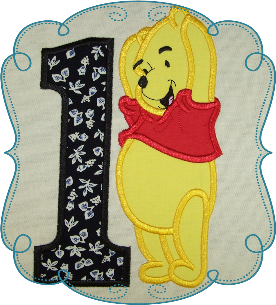 Happy 1 Bear - Appliqué Clipart (1000x1000), Png Download