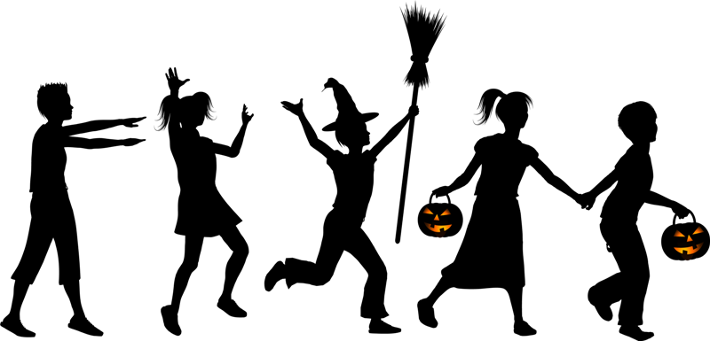 Halloween Children And Pumpkins Clipart (800x385), Png Download