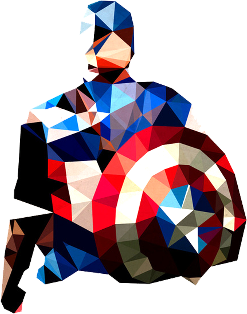 “you Spin Me Right Round Baby” - Captain America Low Poly Clipart (834x1042), Png Download