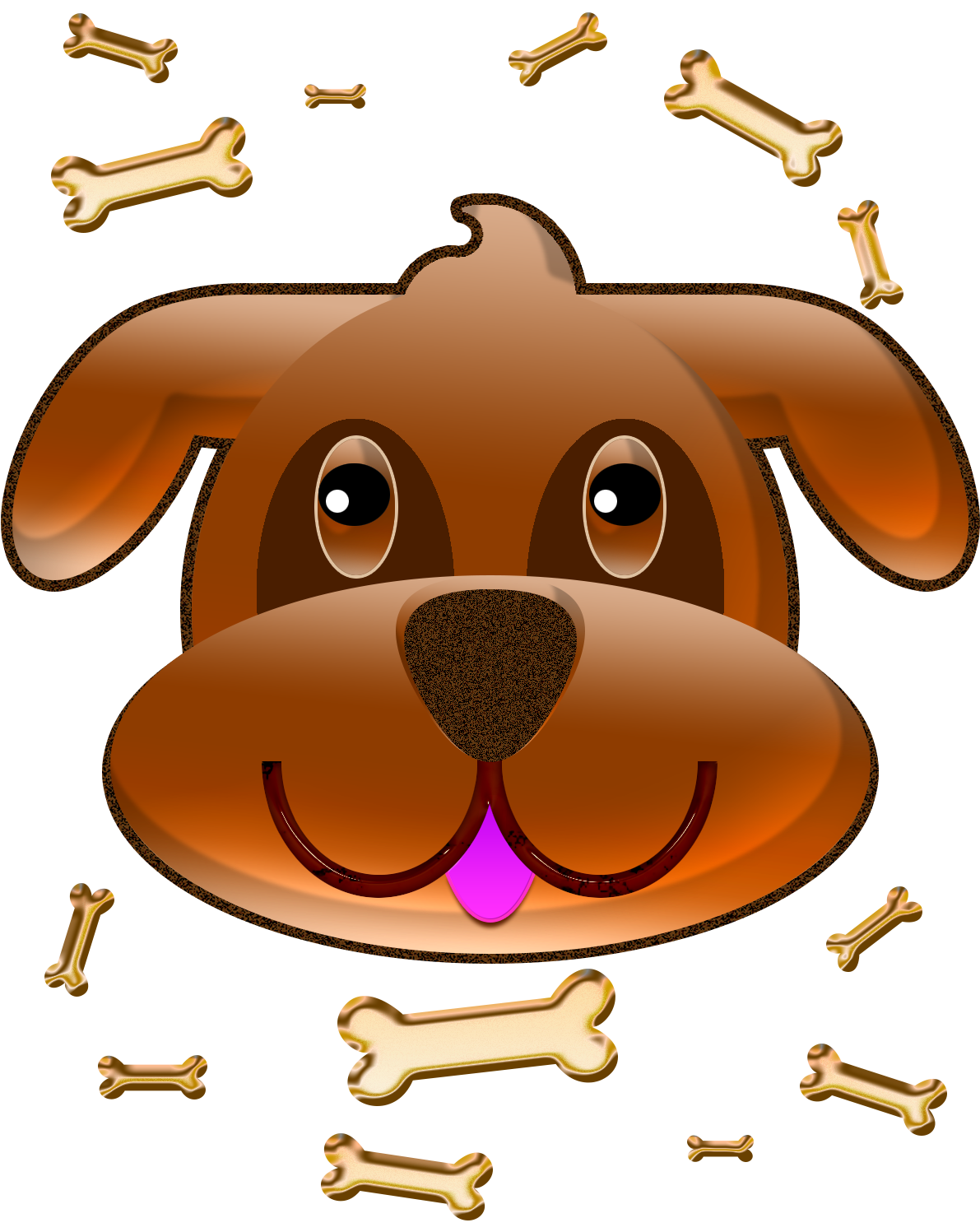 Puppy Face And Doggy Bones Clipart (1200x1500), Png Download