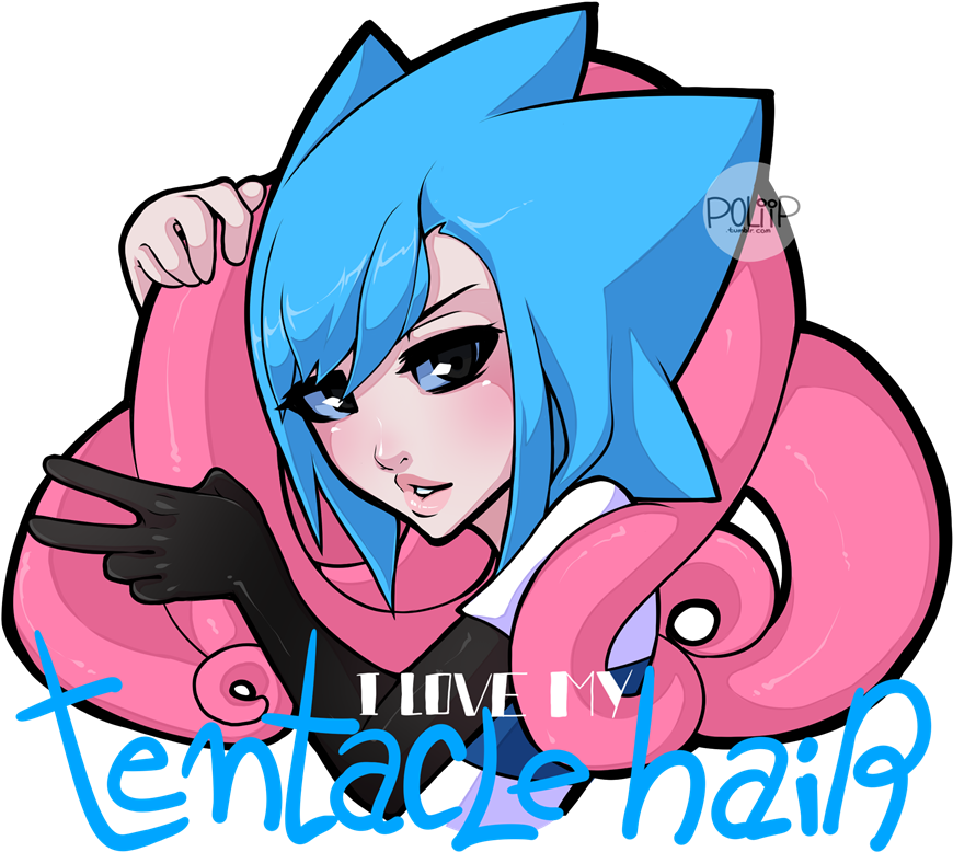 Tentacle Hair - Tentacle Hair Girl Cute Clipart (1000x819), Png Download
