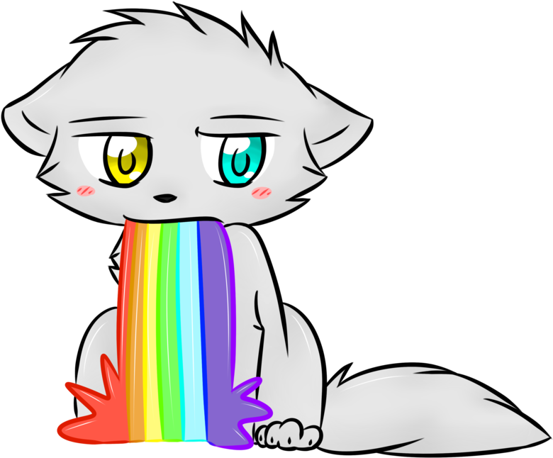 Cat Throwing Up Rainbows Clipart (1024x768), Png Download