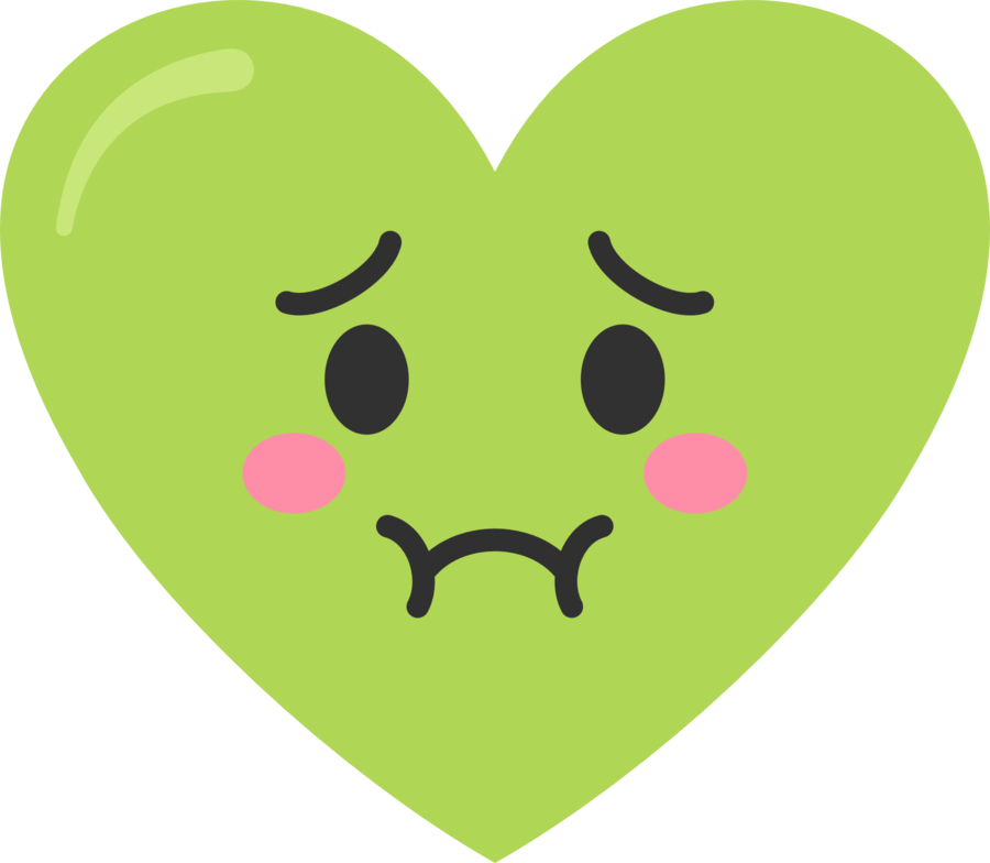 Puking Green Heart - Love Clipart (900x784), Png Download
