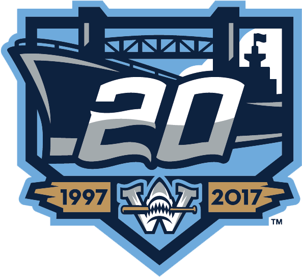 Wilmington Sharks Celebrating 20 Years Of Baseball - Wilmington Sharks Clipart (617x555), Png Download