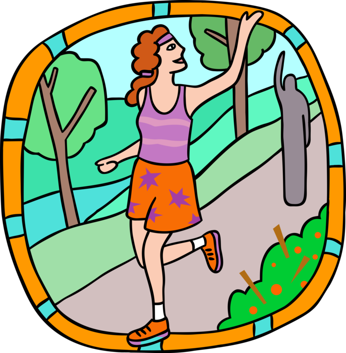 Vector Illustration Of Jogger Exercising In Park Waving - Someone Waving Goodbye Clipart (686x700), Png Download
