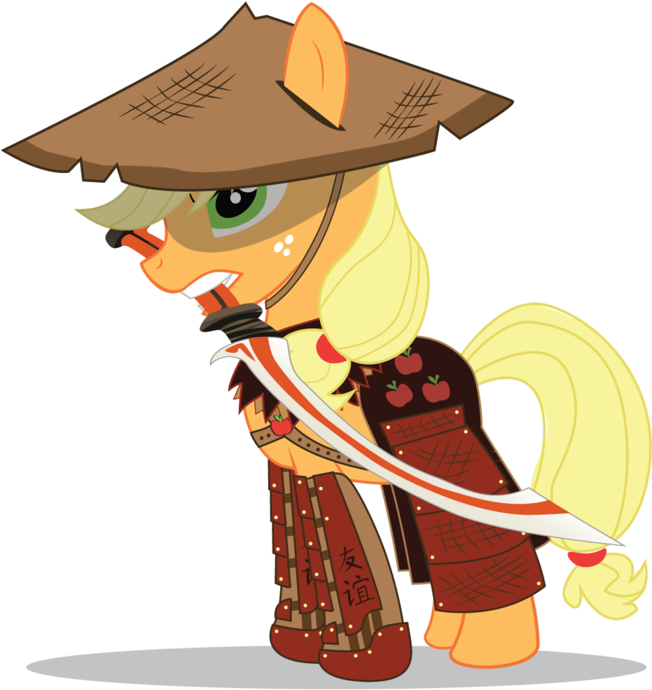 Applejack Armor Artist - Samurai Pony Clipart (1041x1024), Png Download