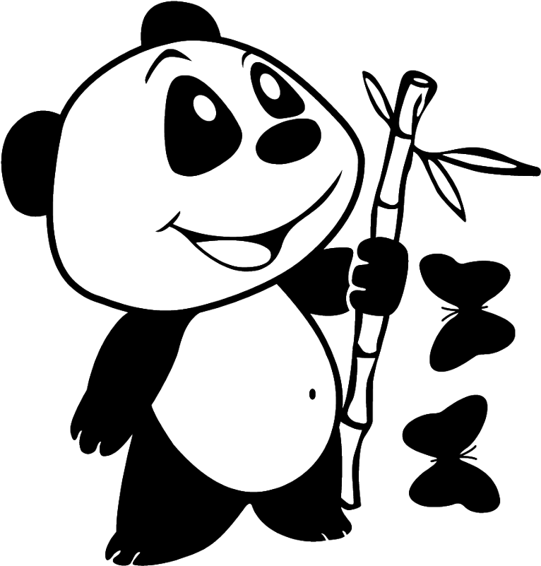 Stickers Panda Bambou Clipart (800x800), Png Download