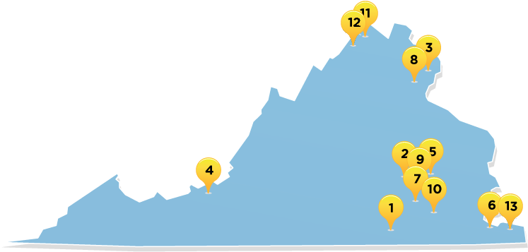 Map Of Virginia With List Of Participating Counties Clipart (750x460), Png Download