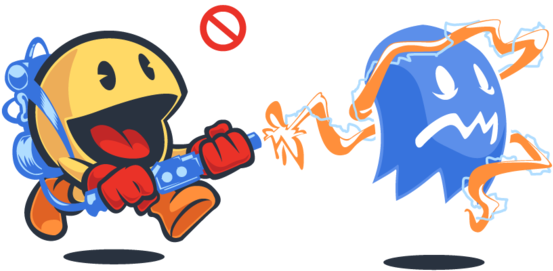 A Ghost And A Proton Pac Video Game Art, Graphic Design, Clipart (630x630), Png Download