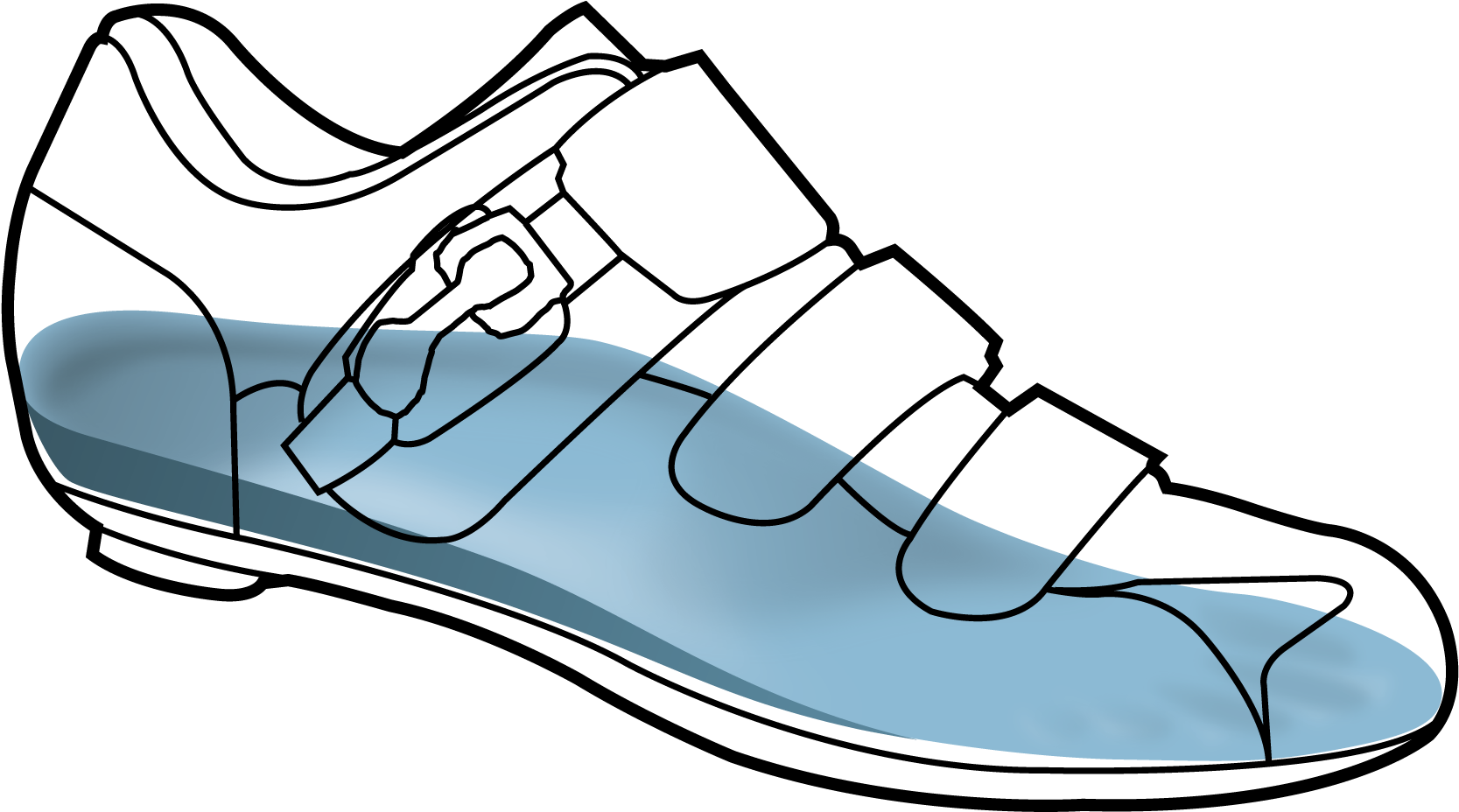 Cycling Shoe Black Outline Clipart (1863x1001), Png Download