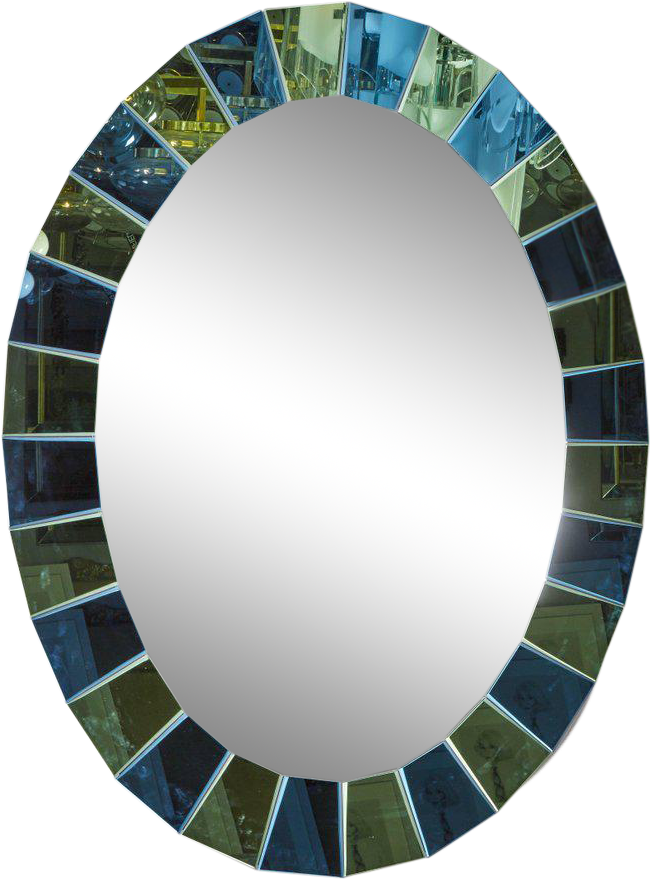 World-class Custom Oval Mirror With Blue And Green Clipart (721x976), Png Download