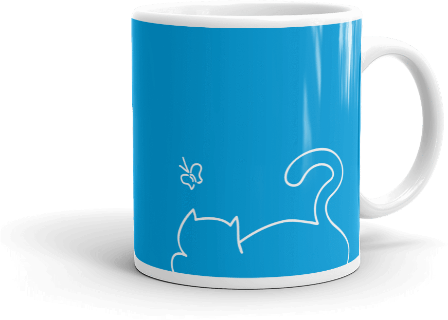 Minimalist Cat 'relax' Bold Mug Clipart (1000x1000), Png Download