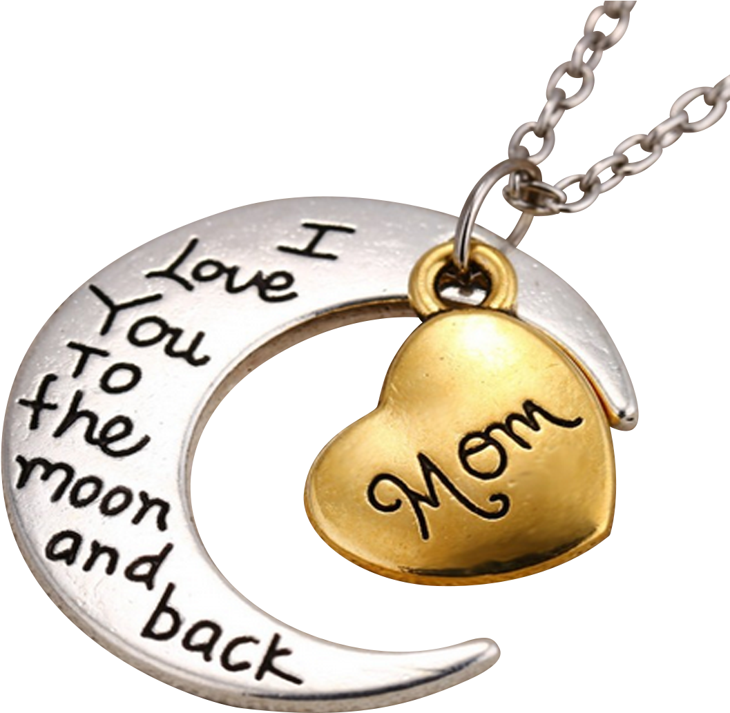 "i Love You To The Moon And Back" Pendant Necklace Clipart (1200x1200), Png Download