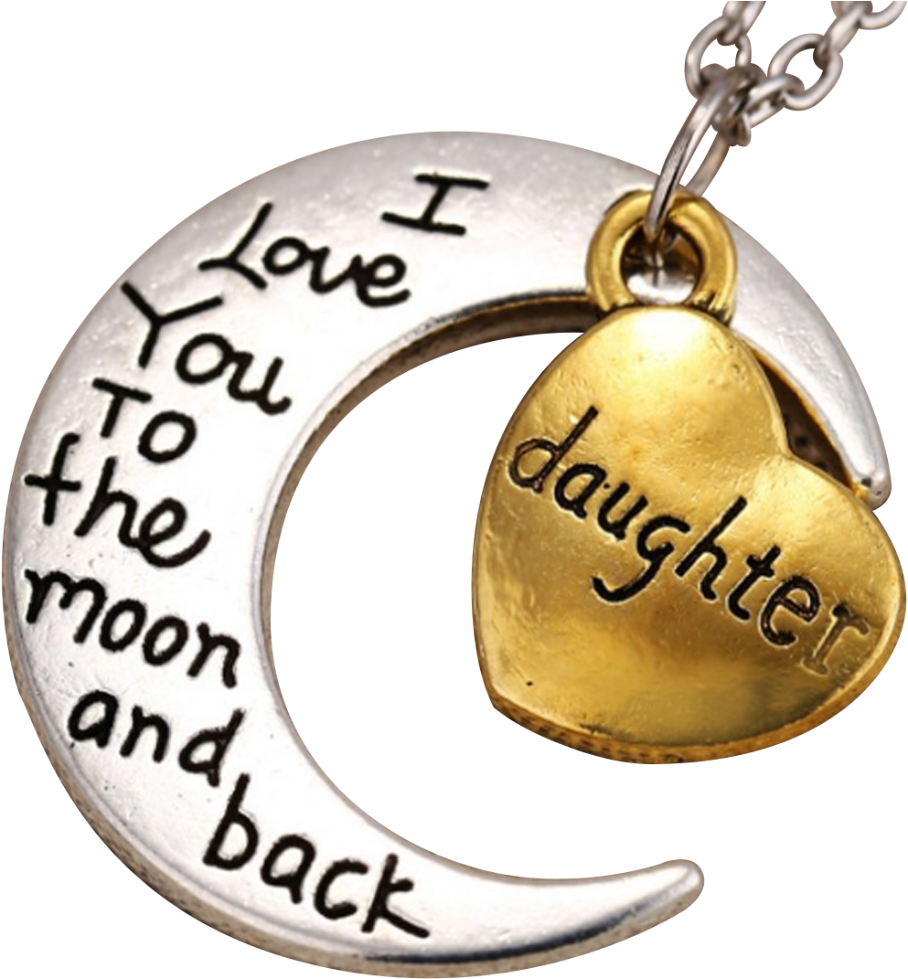 "i Love You To The Moon And Back" Pendant Necklace Clipart (1200x1200), Png Download