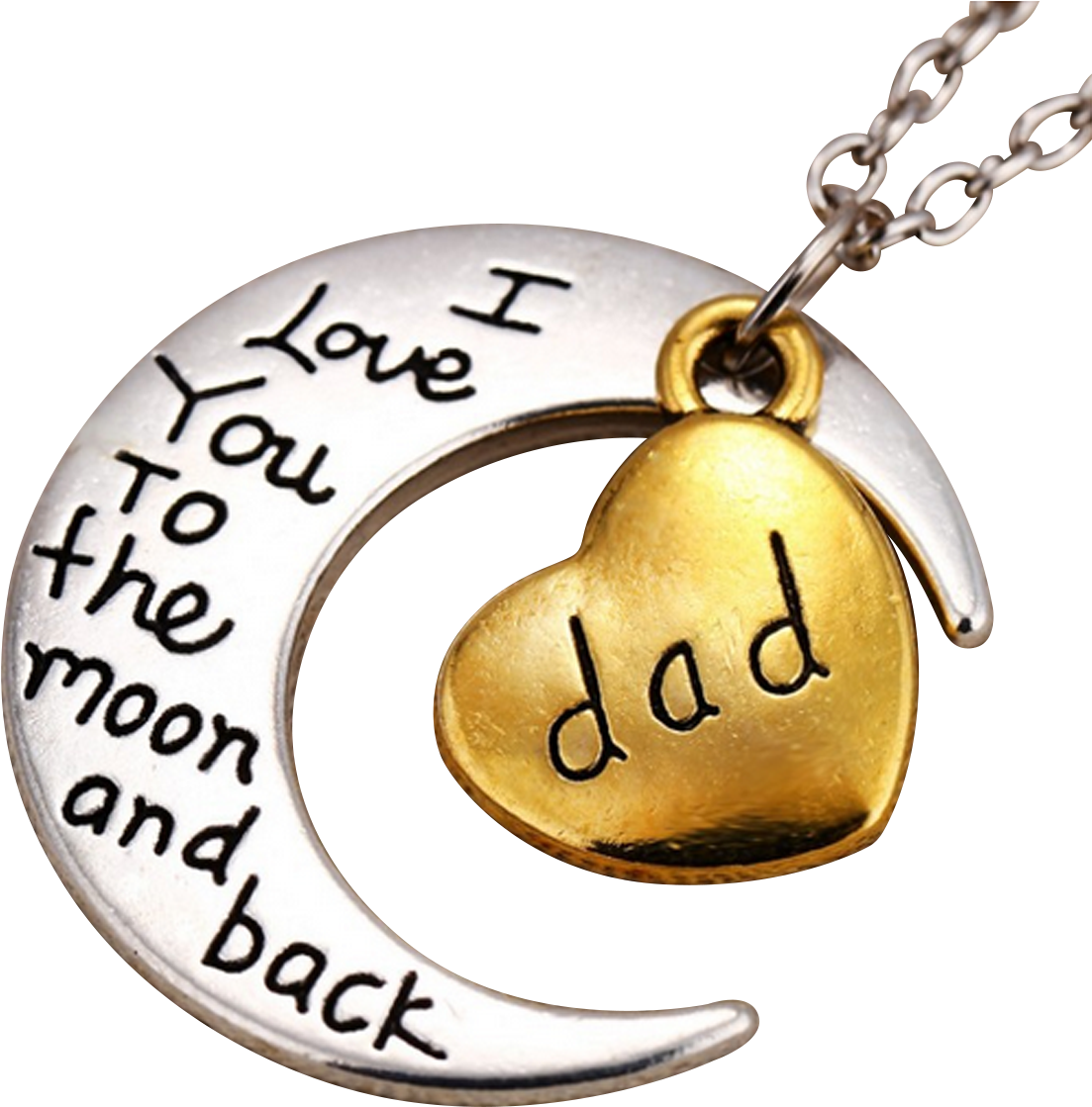 "i Love You To The Moon And Back" Pendant Necklace Clipart (1200x1200), Png Download