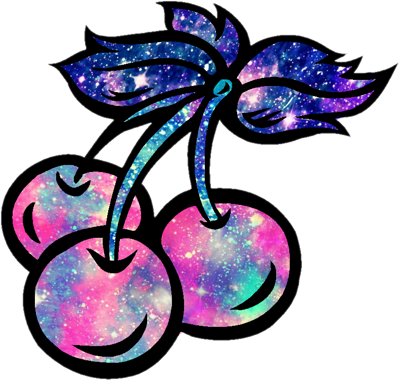 Cherry Cherries Fruit Galaxy Sparkle Stars Glitter Clipart (789x751), Png Download
